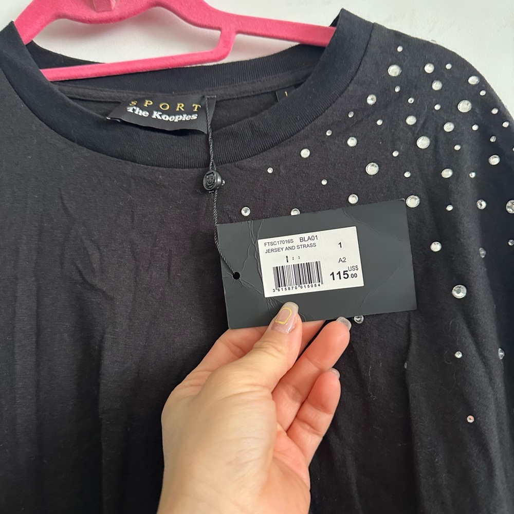 The Kooples Black Short Sleeve Tee with White Accents - Picture 3 of 4